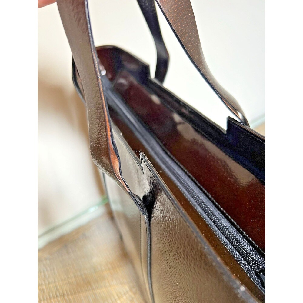 Gucci Glossy Leather Large Structured Tote Bag Authentic Vintage 1990’s - Picture 14 of 16